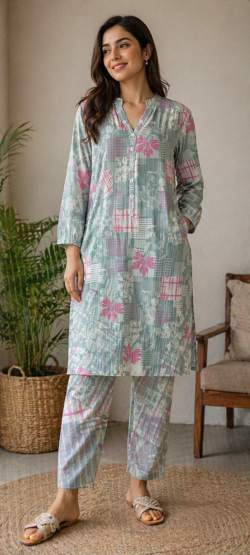 Printed 2 piece stitched kurta