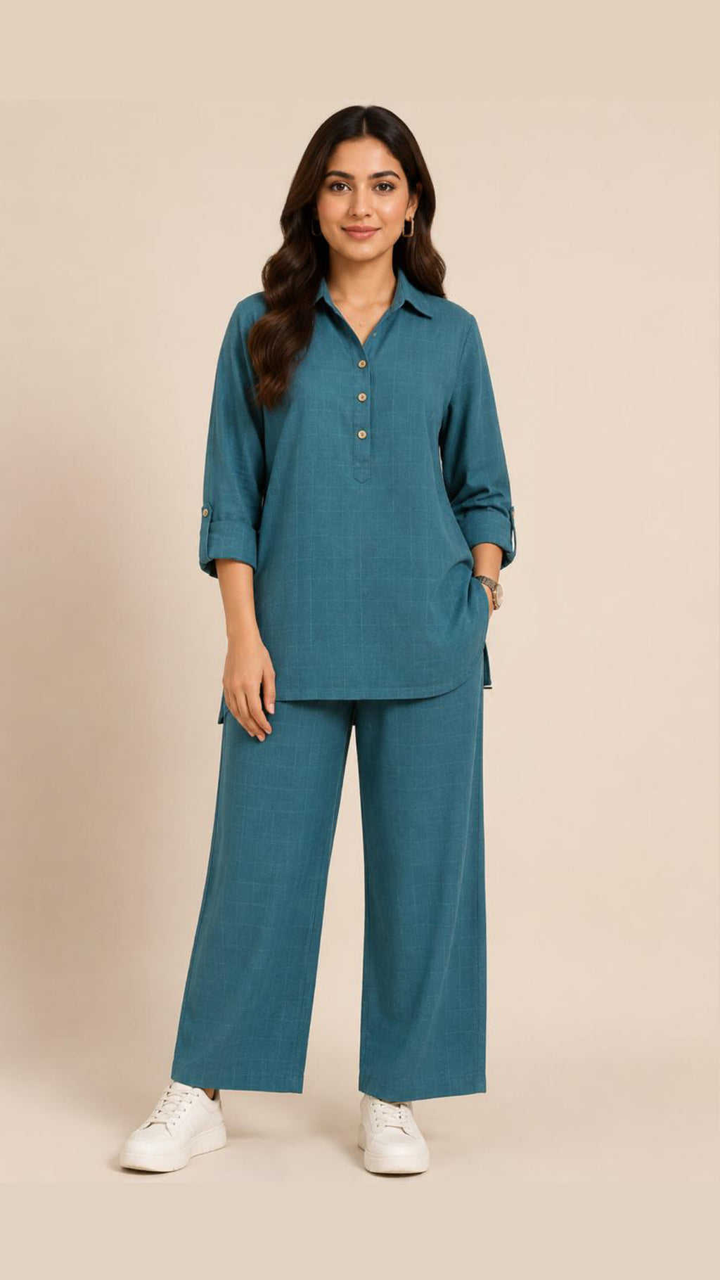 Teal pattern unstitch 2 piece