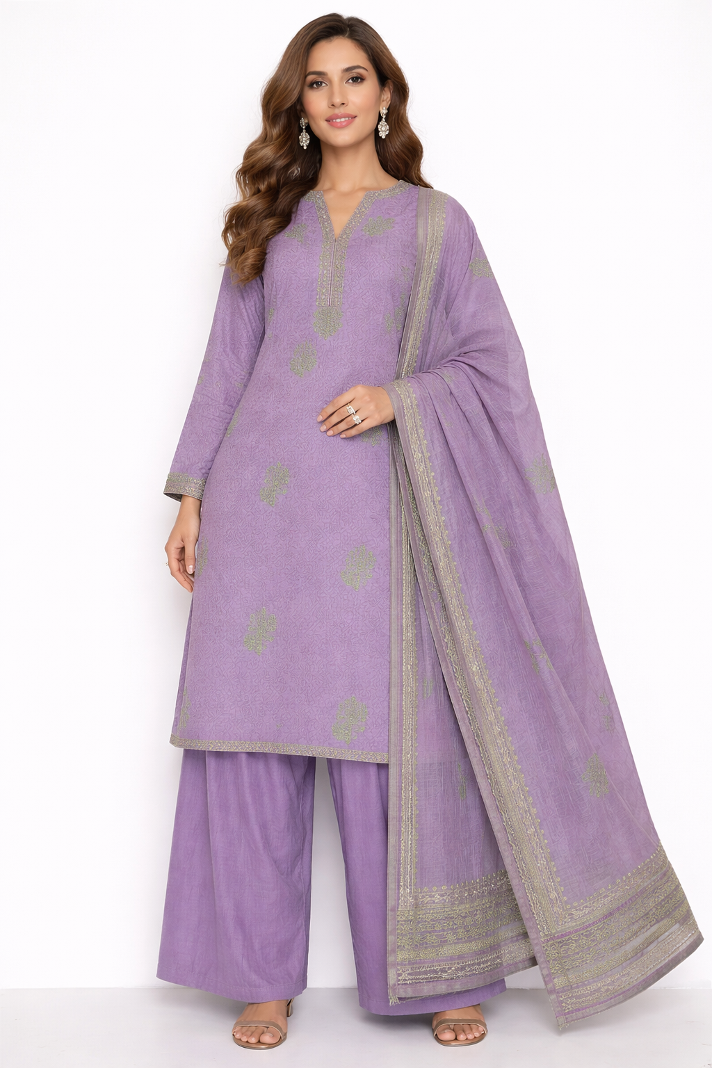 Purple - 3 piece unstitch lawn