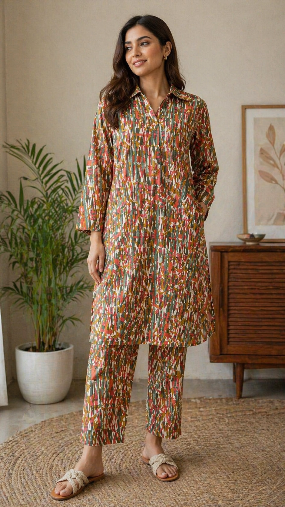 Printed 2 piece stitched