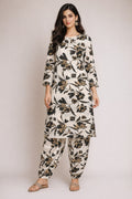 Textured Matching 2 piece Lawn - BlackWhite BDHT20