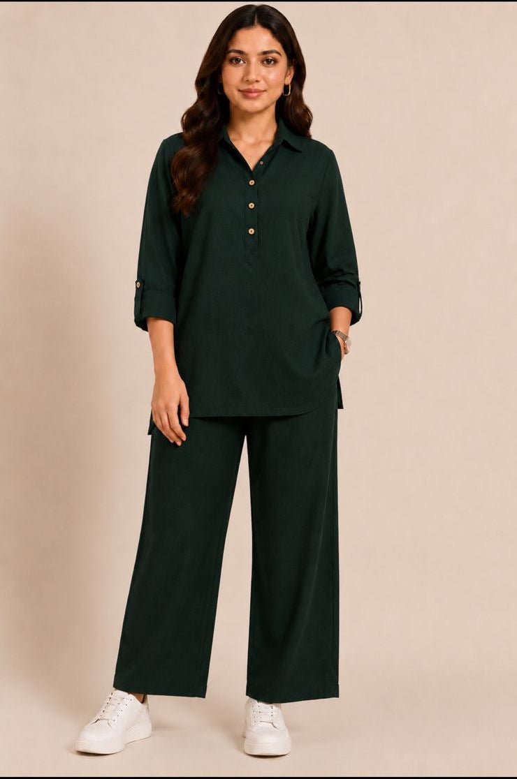 Bottle green pattern - 2 piece unstitch