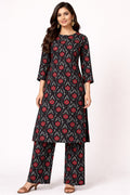 Textured Matching 2 piece Lawn - BlackRed BDHT17