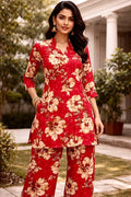 Textured Matching 2 piece Lawn - Red BDHT16